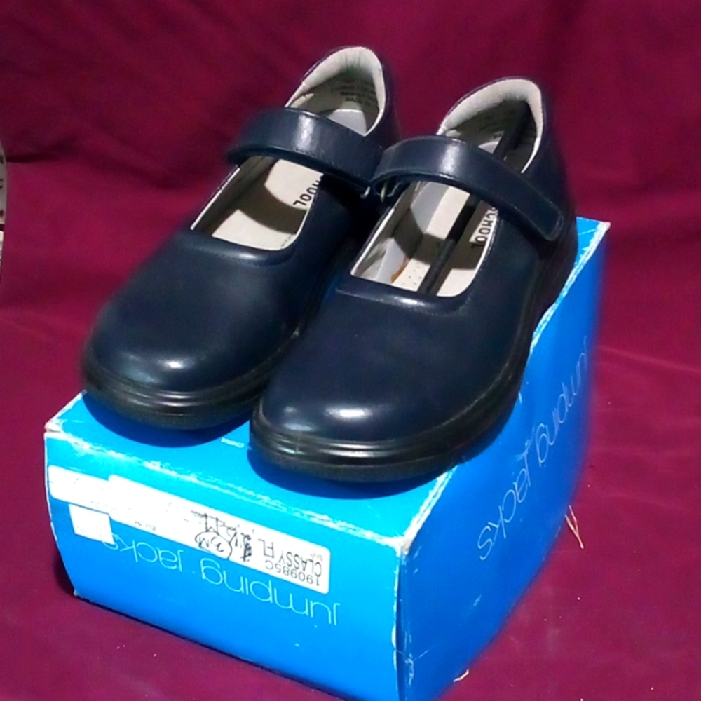 Girl's Jumping Jacks Genuine Leather Navy Mary Jane School/Dress Shoes